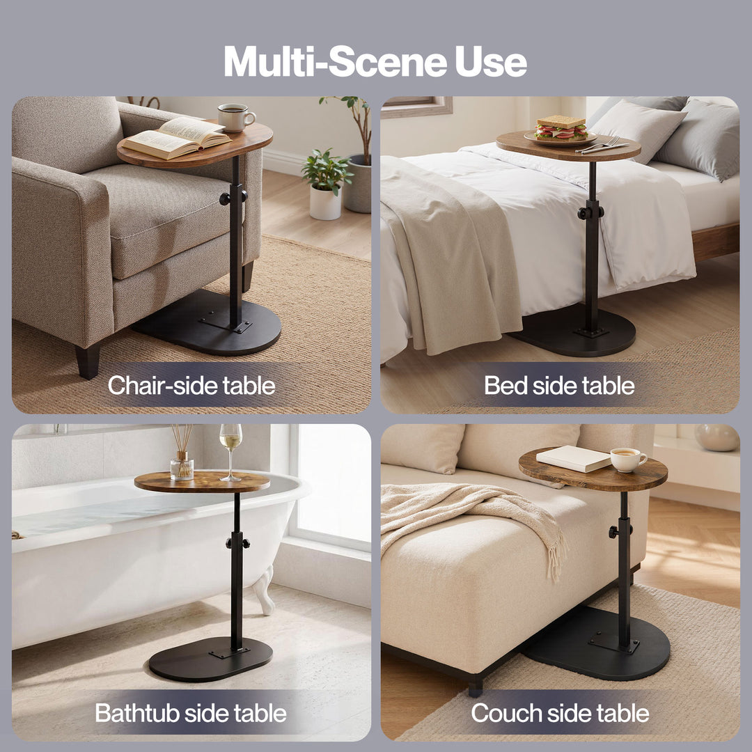 C Shaped Side Table Adjustable Height 360° Rotating Laptop Sofa End Table