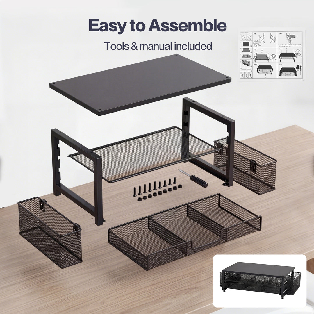 Levede Monitor Stand Riser Metal Computer Desk Organizer Shelf Drawer Pen Holder