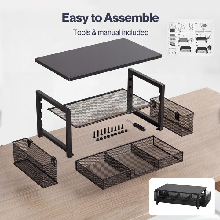 Levede Monitor Stand Riser Metal Computer Desk Organizer Shelf Drawer Pen Holder