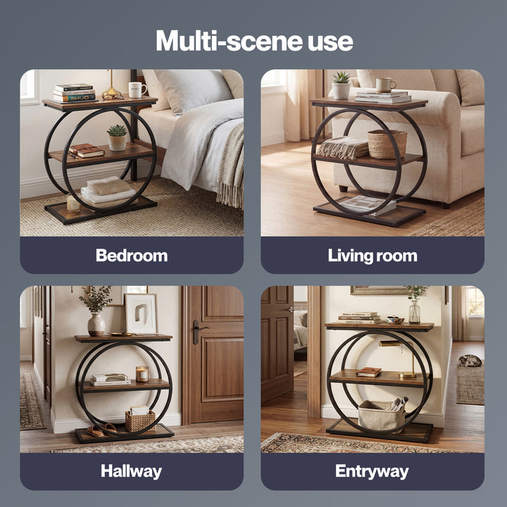 Narrow Side Table 3 Tiers End Table Adjustable Sofa Side Table Bedroom