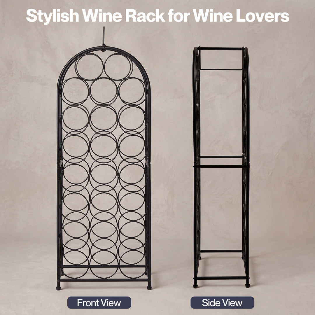 Levede 23 Bottle Wine Rack Kitchen Home Floor Storage Organiser Metal Black