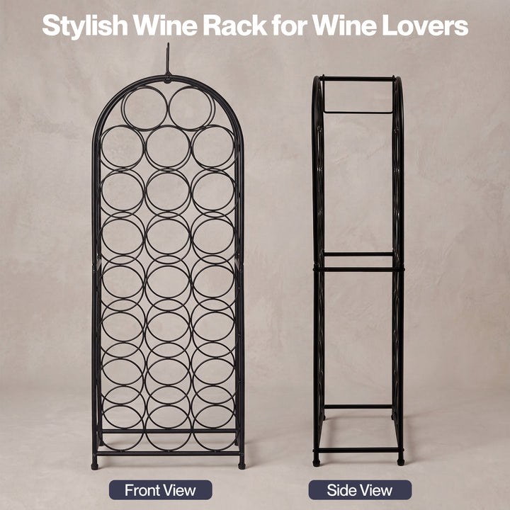 Levede 23 Bottle Wine Rack Kitchen Home Floor Storage Organiser Metal Black