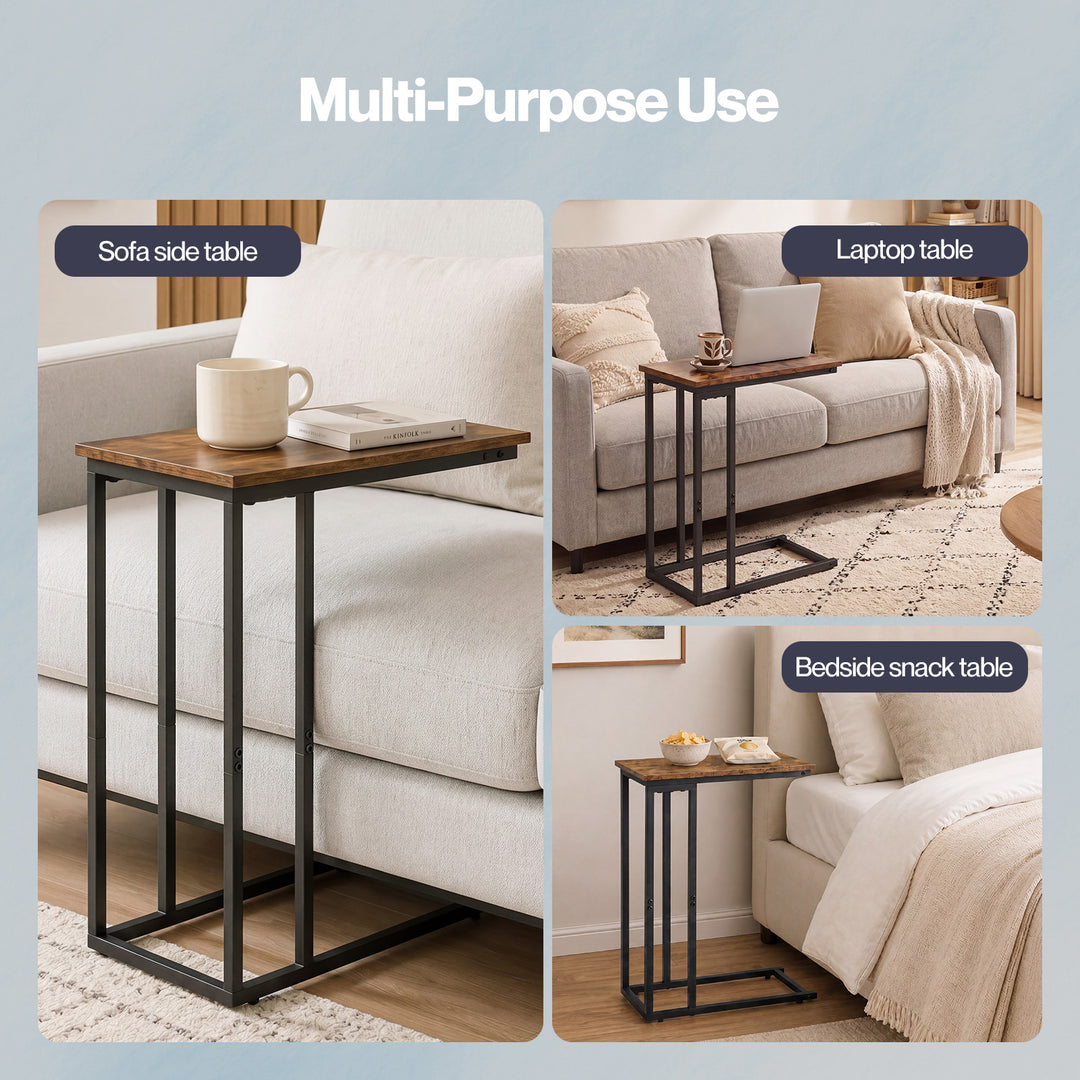 C Shaped Side Table Waterproof Couch Coffee Laptop End Table Metal Frame