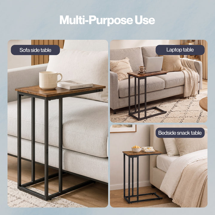 C Shaped Side Table Waterproof Couch Coffee Laptop End Table Metal Frame