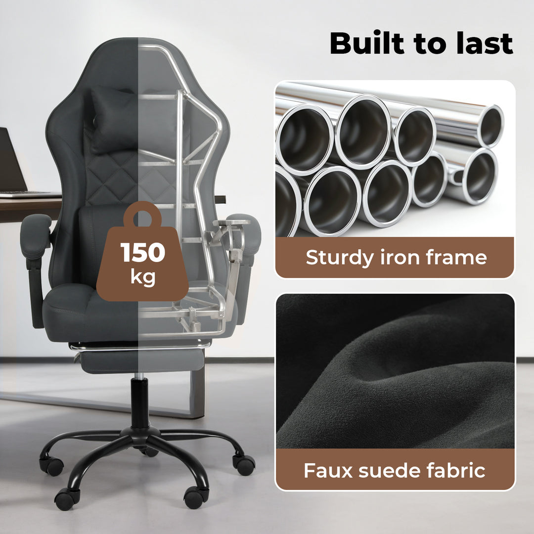 High Back Ergonomic Office Chair Reclining Computer Gaming Chair Grey