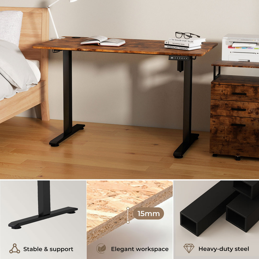 Electric Standing Desk Height Adjustable Gaming Desk 120cm Vintage Oak