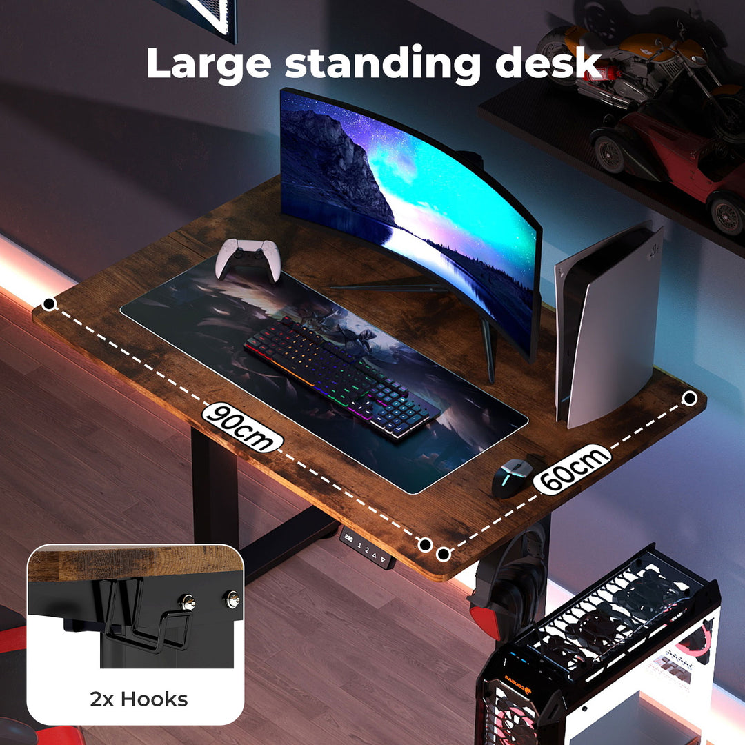 Electric Standing Desk Height Adjustable Gaming Desk Home Office 90cm