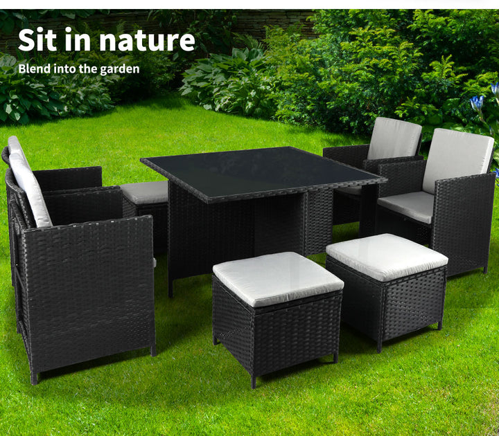 Levede 9PCS Outdoor Table Chair Set - Levede