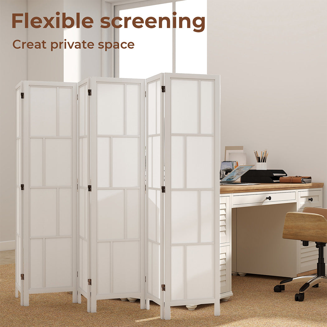 6 Panel Room Divider Folding Partition Freestanding Screen Wooden