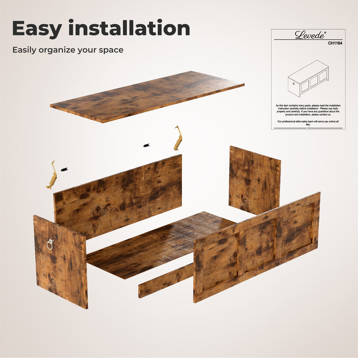 Storage Bench Rustic Wooden Cabinet Chest Table Toy Box Indoor Furniture