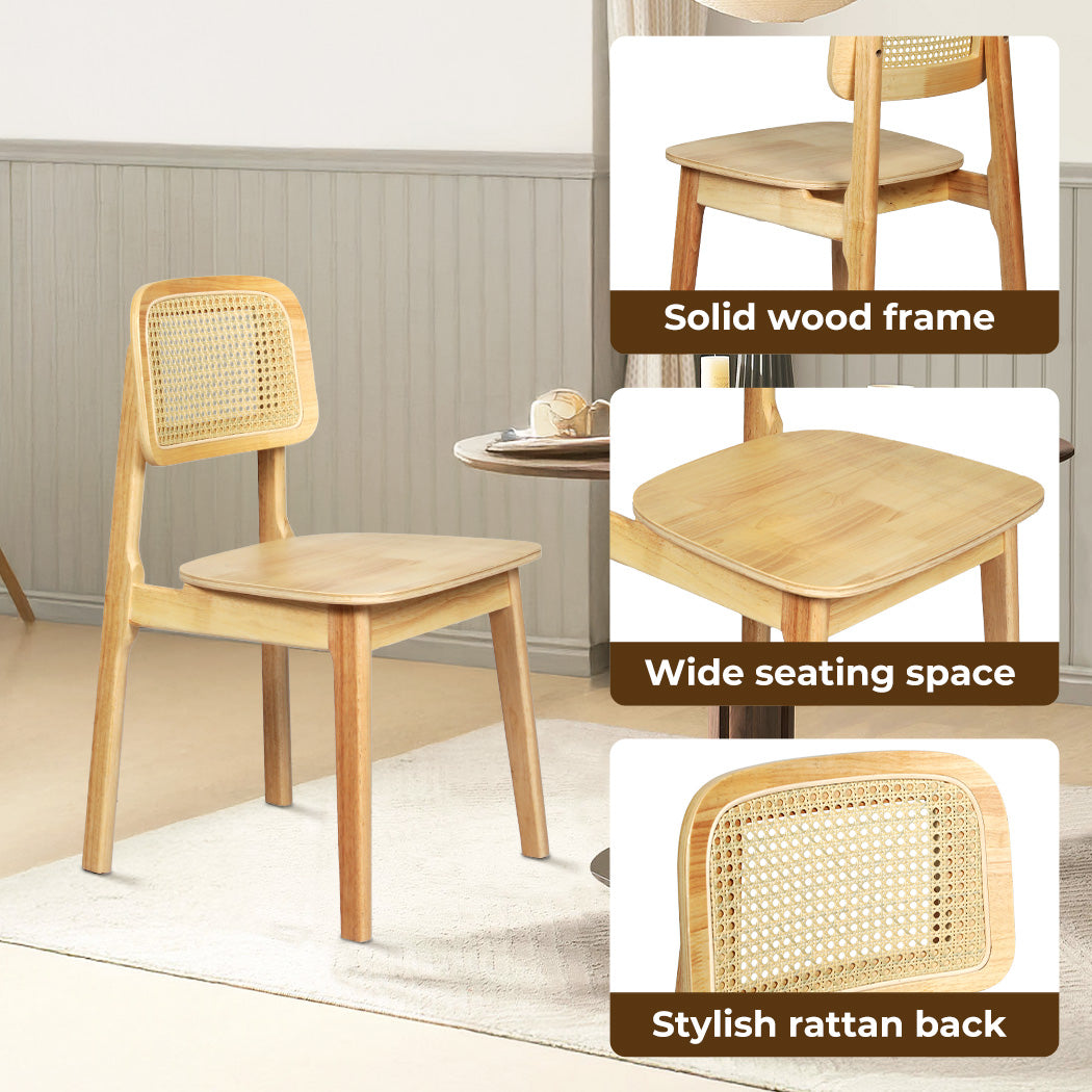 Rattan Dining Chairs Wooden Accent Chair Kitchen Lounge Cafe Armless