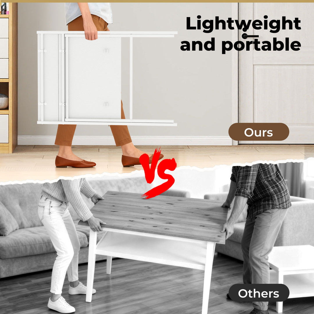 Foldable Computer Desk Office Study Workstation with Monitor Shelf