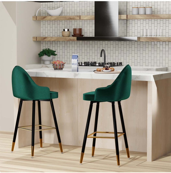 Levede 2X Velvet Swivel Bar Stools - Levede