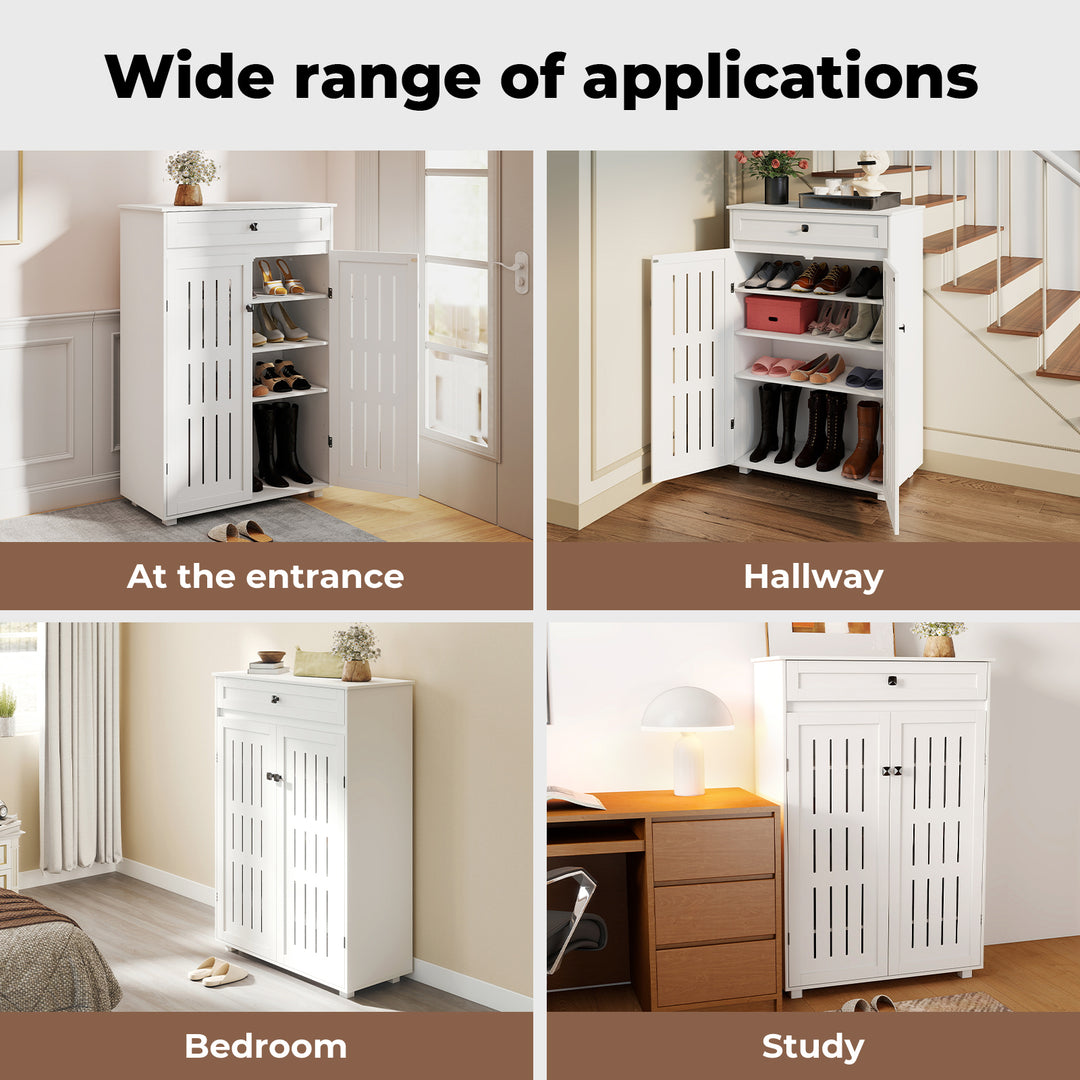 Shoe Cabinet 5-Tier Door Entryway Storage Rack Organizer Cupboard White