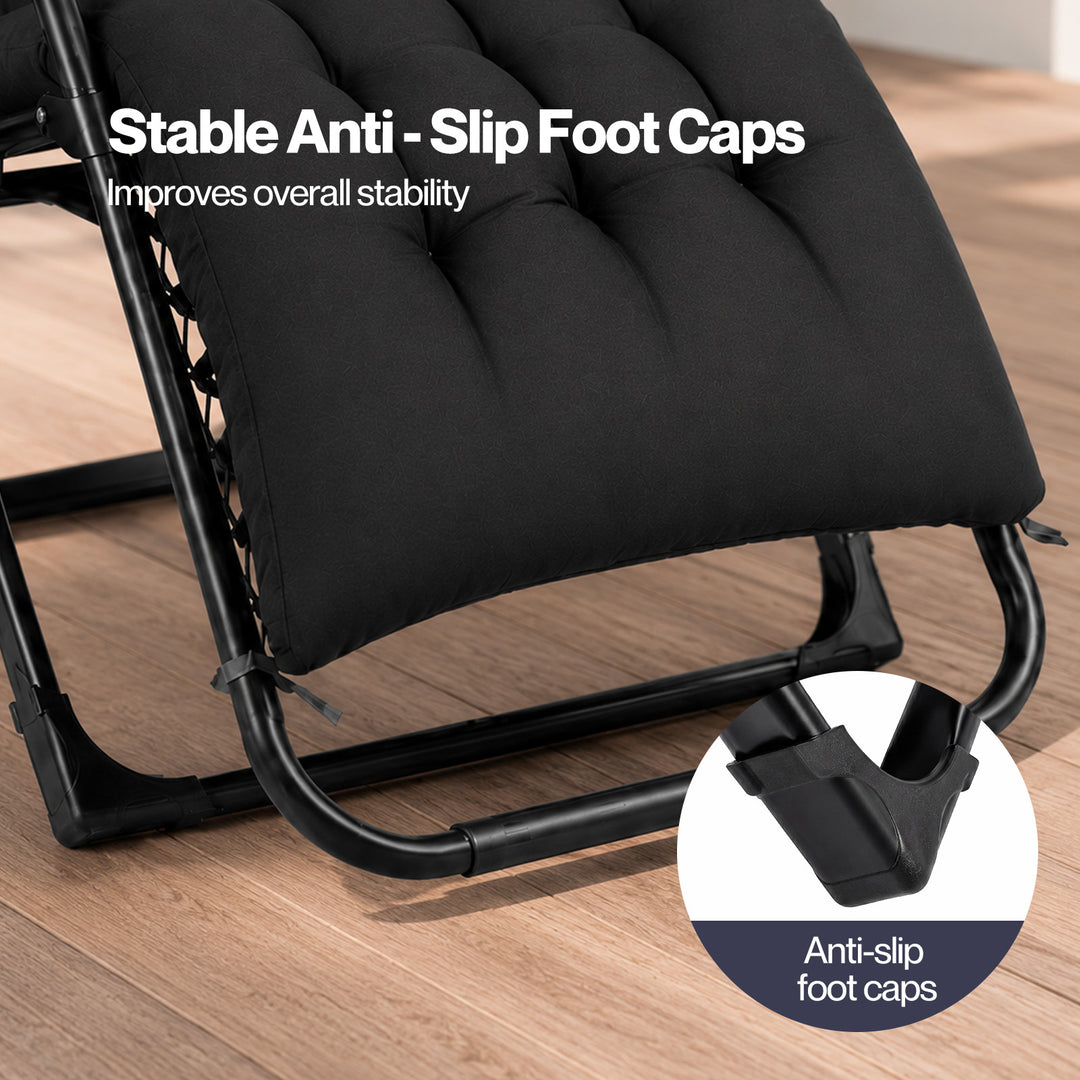 Zero Gravity Chair Lounge Lockable Outdoor Recline Cushion Tray Black