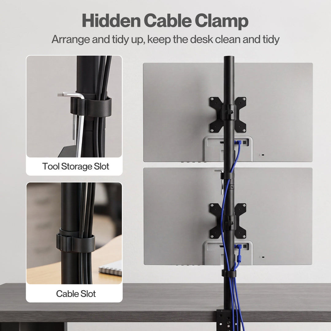 Dual Monitor Arm Adjustable Stand Mount For 13-34 Inch Office Black