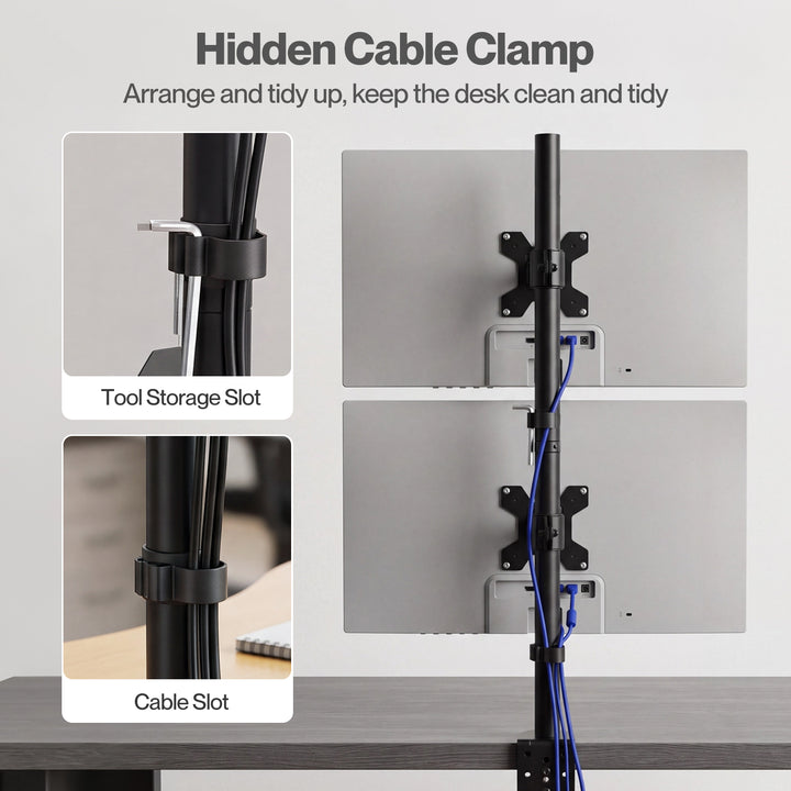 Dual Monitor Arm Adjustable Stand Mount For 13-34 Inch Office Black
