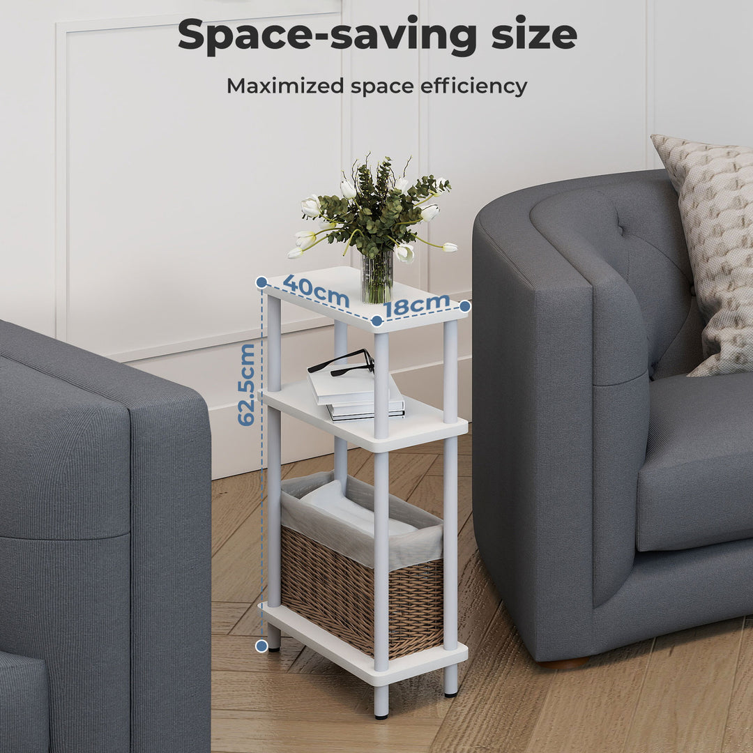 3‑Tier Side Table Bedside Table End Table Storage Shelf Compact White