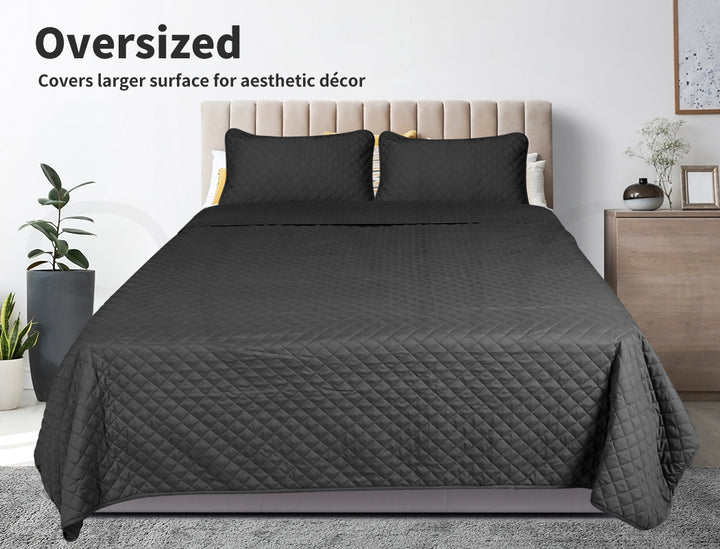 DreamZ Bedspread Coverlet Set Quilted Grey - Levede