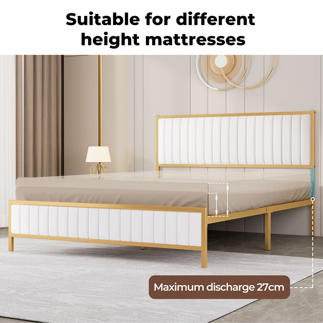 White Metal Bed Frame – Modern Style