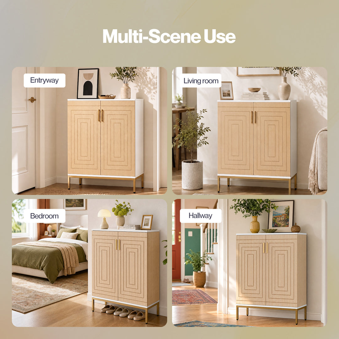 Shoe Cabinet Adjustable Shelves 20 Pairs 5-Tier Shoe Rack Entryway White