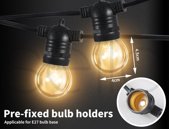Emitto 50m Festoon String Lights Christmas Wedding Party Waterproof Outdoor