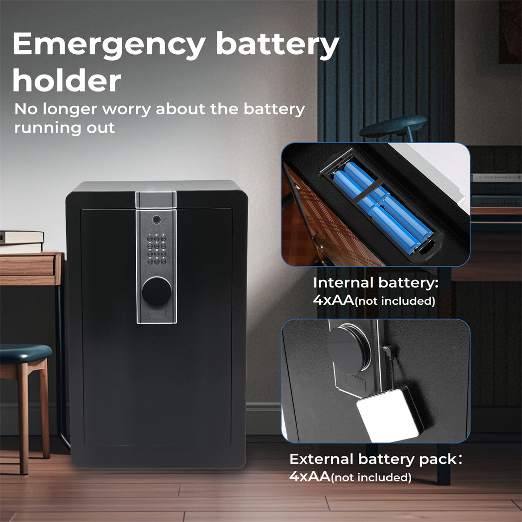Fingerprint Large Security Safe Box Key Lock Money Safe Box Home Office 34.5L