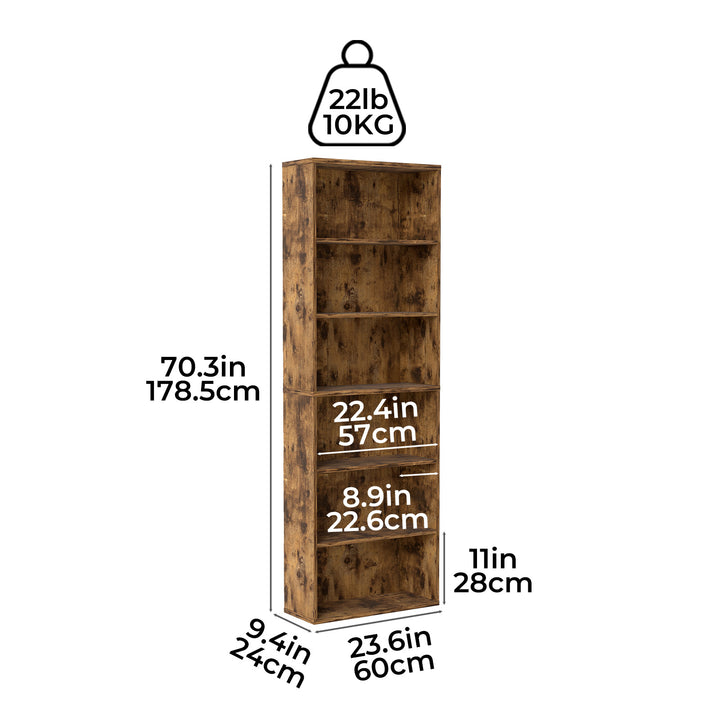 6 Tier Book Shelf Storage Shelves Bookcase Display Unit Organizer Cabinet