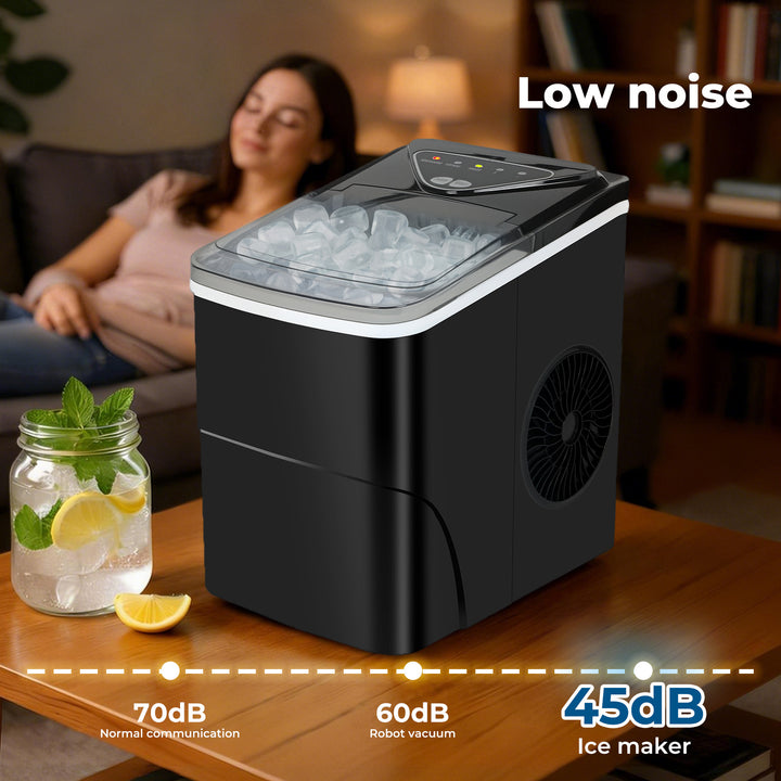 Portable Ice Maker Machine with Self-Cleaning For Home Bar Black