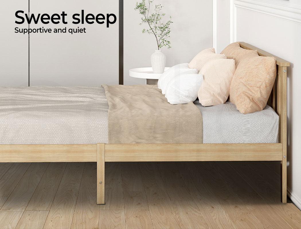 Levede Wooden Bed Frame Full Natural - Levede