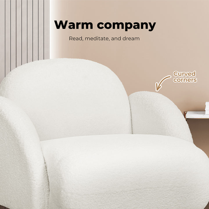 Levede Sofa Chair Fleece Upholstered Single White - Levede