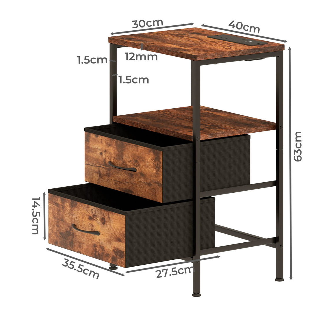 RBG LED Side Table with USB & 2 Drawers