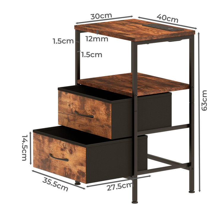RBG LED Side Table with USB & 2 Drawers