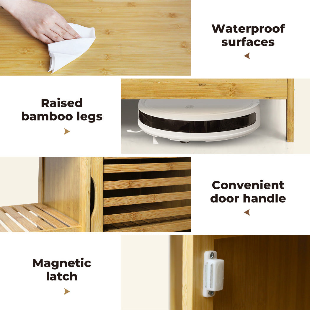 Levede Bamboo Shoe Storage Cabinet Laundry Organiser Cupboard