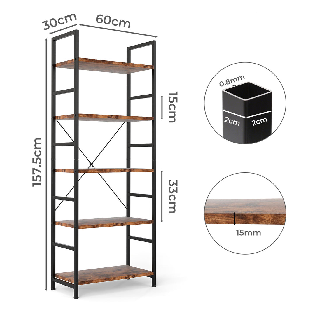 5 Tier Open Bookshelf Display Storage Unit