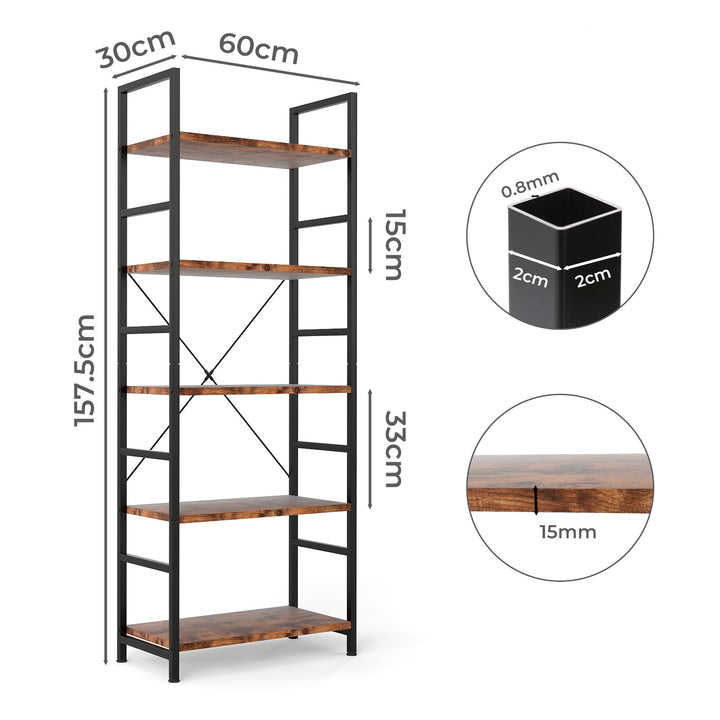 5 Tier Open Bookshelf Display Storage Unit