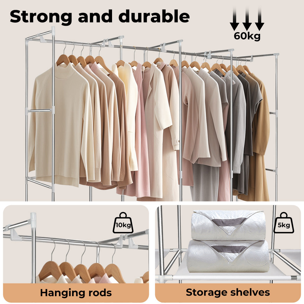 Levede Portable Closet Wardrobe Armoire Clothes Rack Storage Organiser w/Shelf - Levede