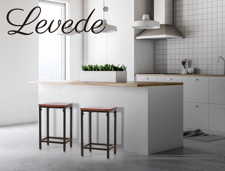 Levede 2x Industrial Bar Stools Wooden - Levede