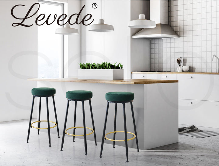 Levede 2x Bar Stools Barstools Velvet - Levede