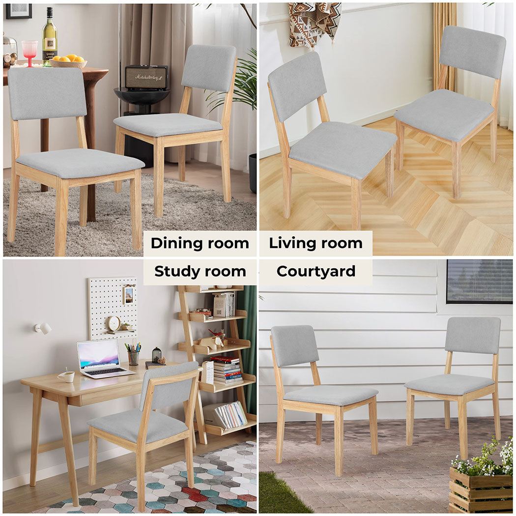 8x Dining Chair Solid Wood Lounge Seat Back Upholstered Linen Padded