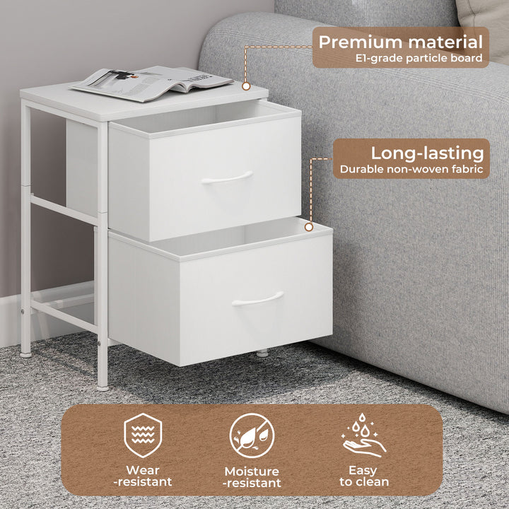 Bedside Table Storage Nightstand Bedroom Cabinet Drawers End Table Shelf.