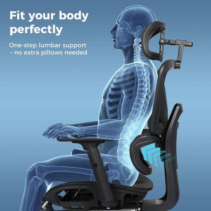 Ergonomic Office Chair with Footrest - Black