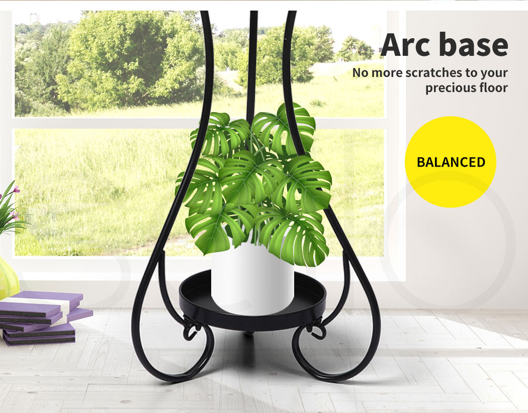Plant Stand 2 Tiers Outdoor Indoor Metal Flower Pots Rack Garden Black
