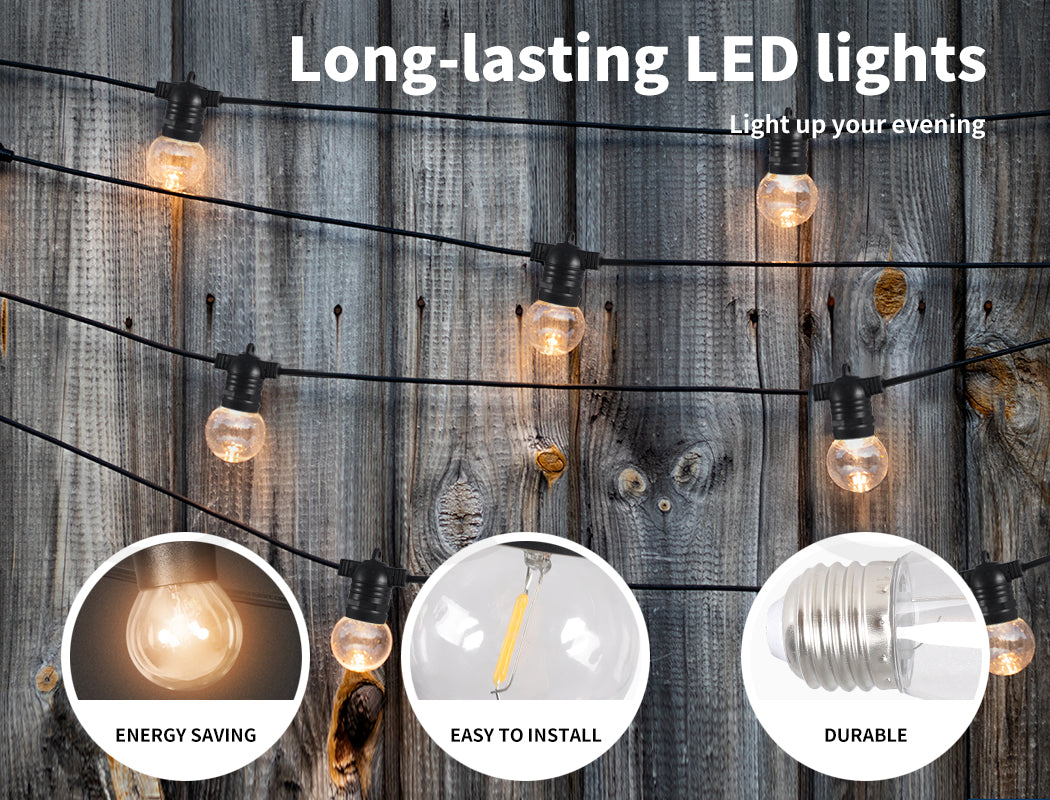 Emitto 50m Festoon String Lights Christmas Wedding Party Waterproof Outdoor