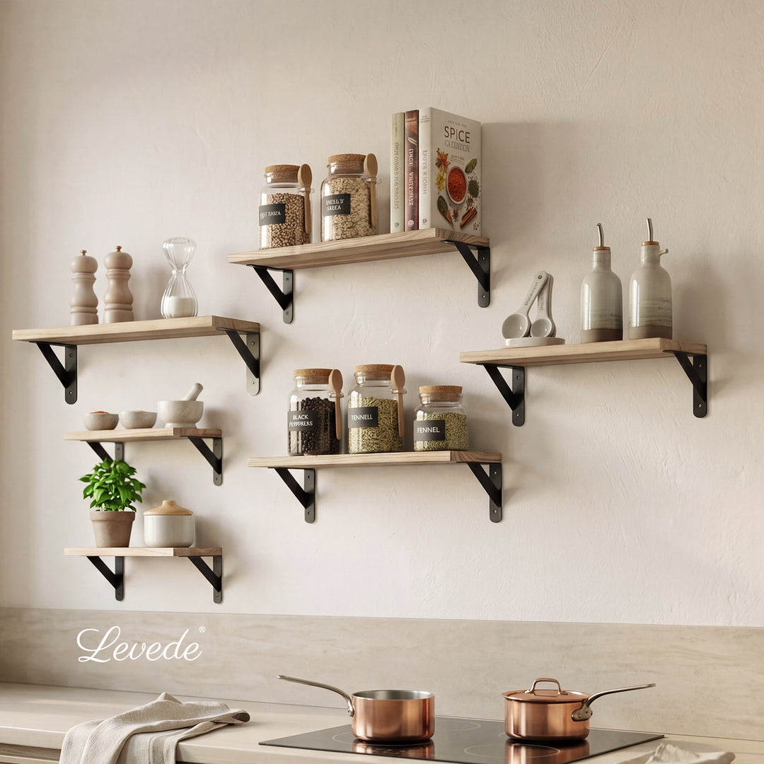 Floating Wall Shelves 6 Pcs Wall Mounted Display Bookshelf Rack Kitchen