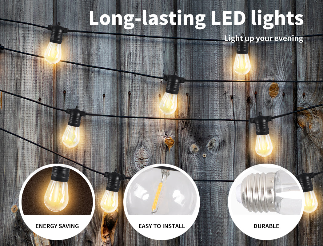 Emitto 60m Festoon String Lights Christmas Wedding Party Waterproof Outdoor