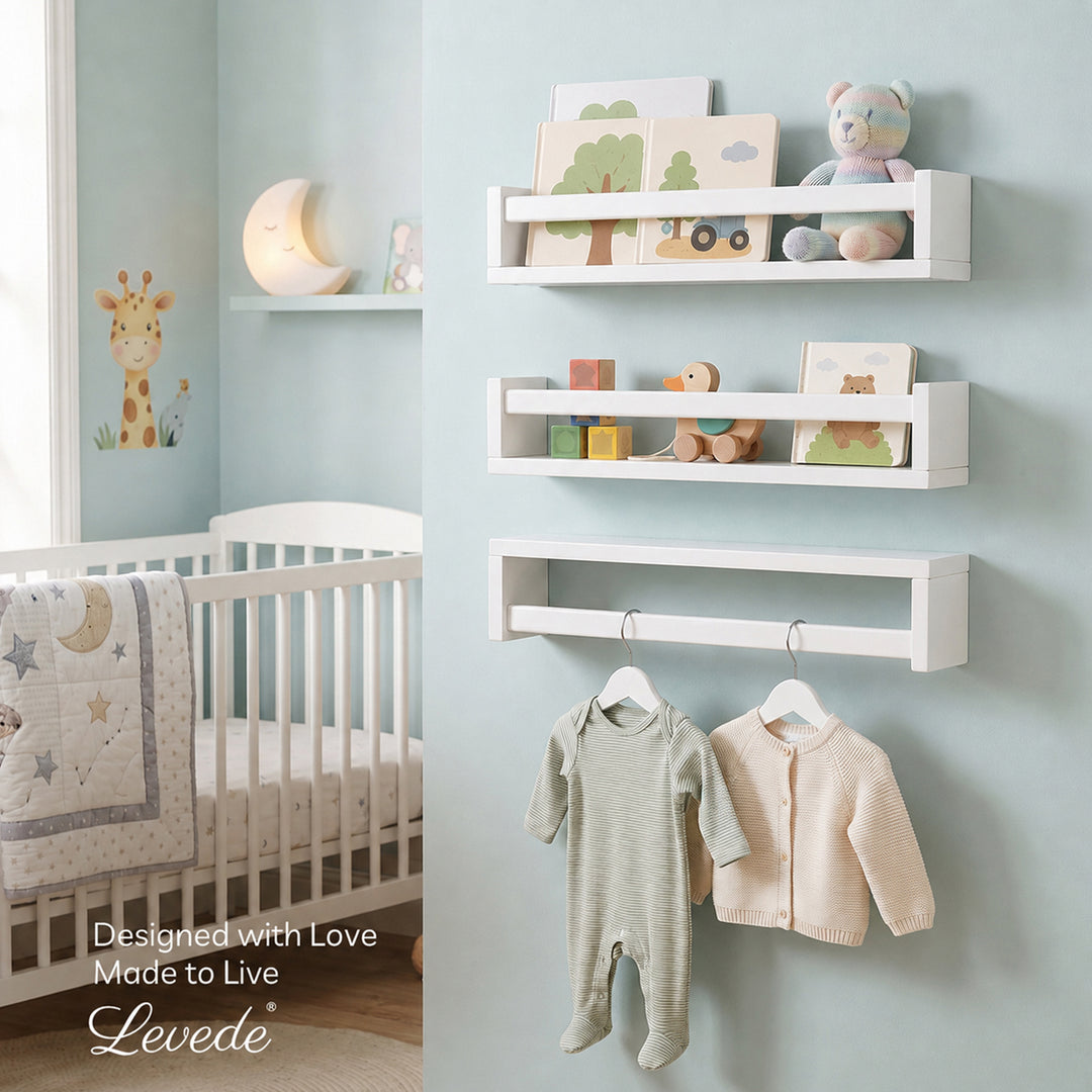 Book Shelves Floating Kids Nursery 3 Pcs  Display Wall Shelves Bedroom