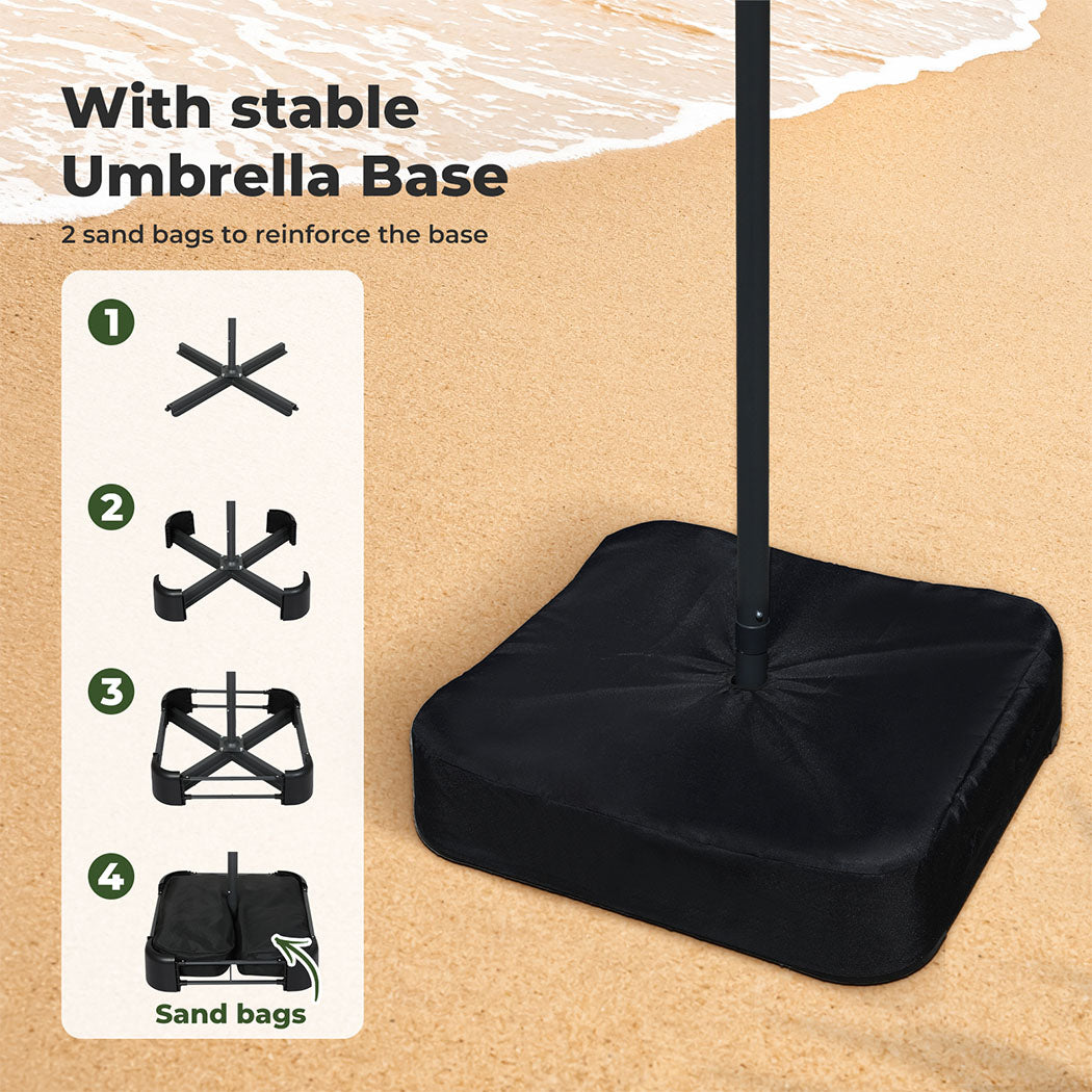 Patio Umbrella Twin Outdoor Garden Pool Sun Shade Stand Double-Sided