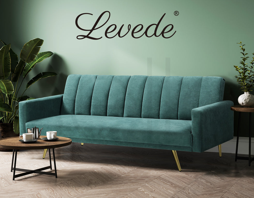 Levede Sofa Bed Convertible Velvet Lounge Recliner Couch Sleeper 3 Seater