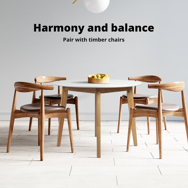 Levede Dining Table Round Rubberwood Base 100cm and 120cm